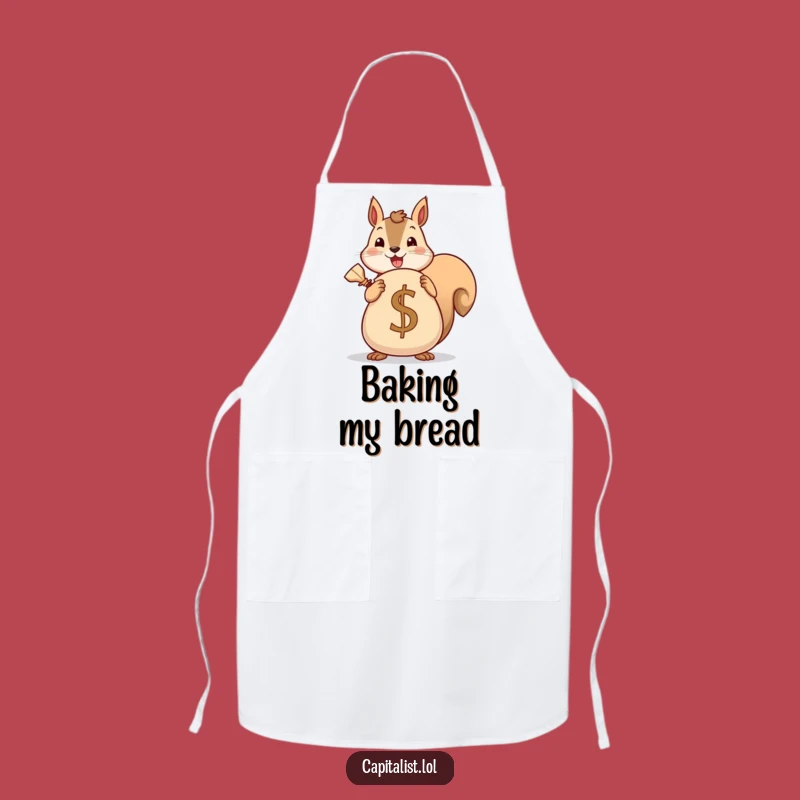 Funny Squirrel Saver Apron: Cheerful Hoarder Prepares Meals with Currency
