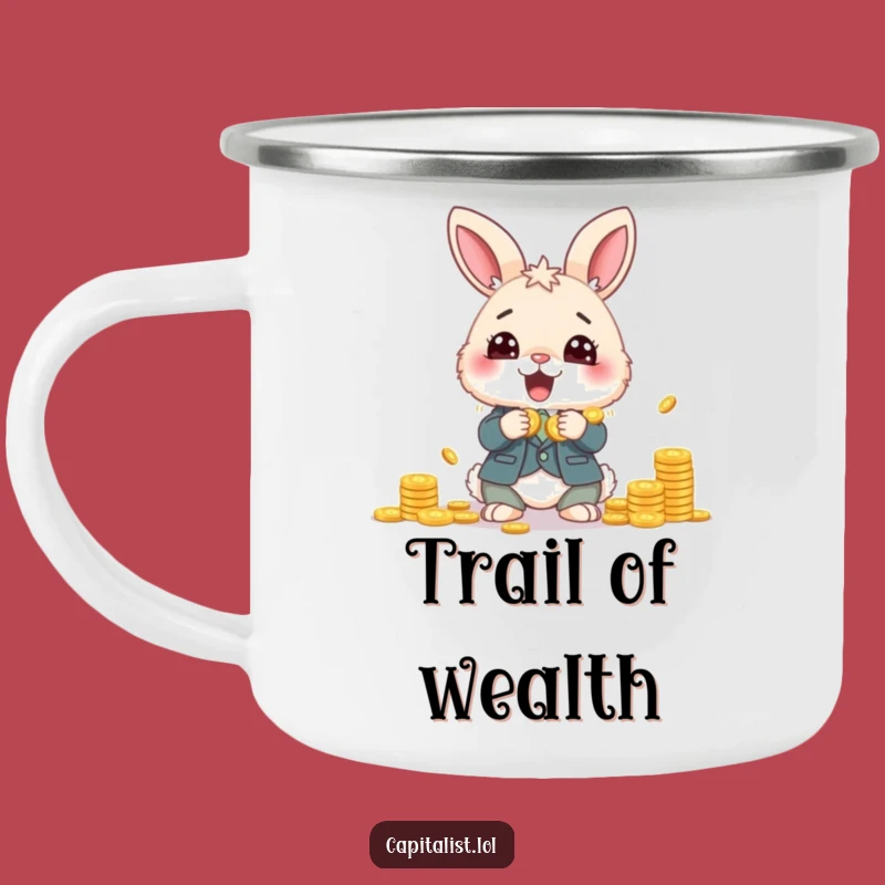 Funny Bunny Banker Camping Mug: Fluffy Suit's Pocket Change Chalice, Adventure Finance