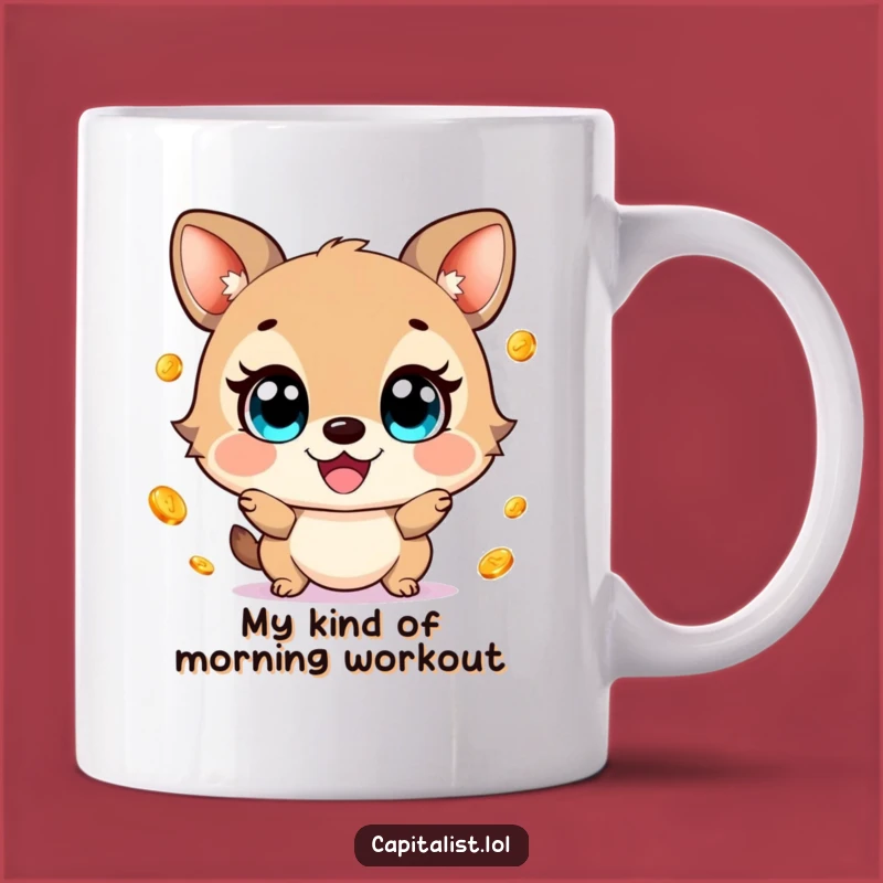 Funny Cheerful Animal Juggling Gold Coins Mug - Perfect Gift for a Happy Money Lover!