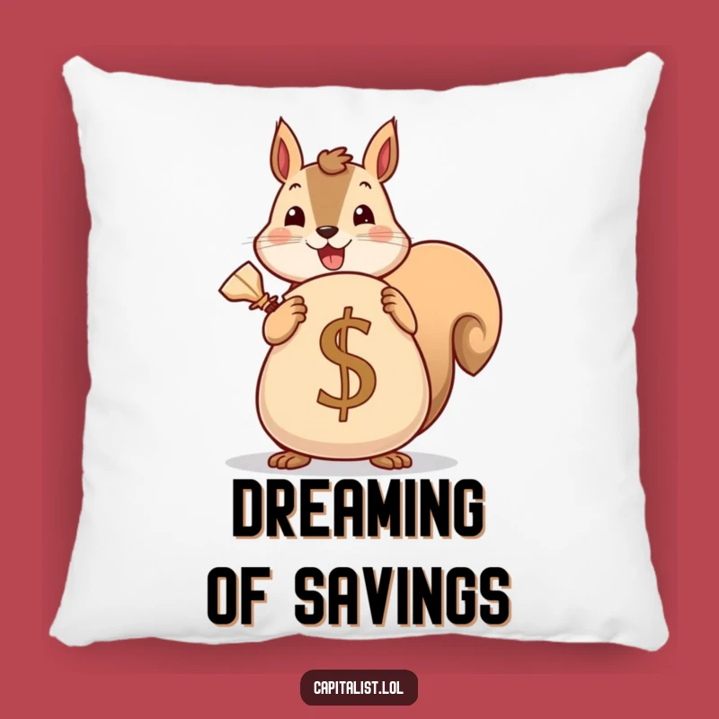 Funny Squirrel Saver Pillow: Cheerful Character Guards Coin Sack, Cozy & Humorous