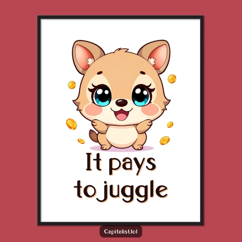 Funny Juggling Gold Coins Animal Digital Art - Instant Whimsy & Hilarious Funny Gift!