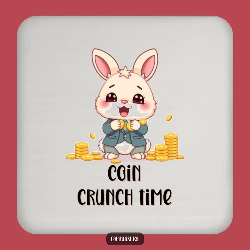 Funny Bunny Banker Coaster: Fluffy Suit Guards Drinks with Coins