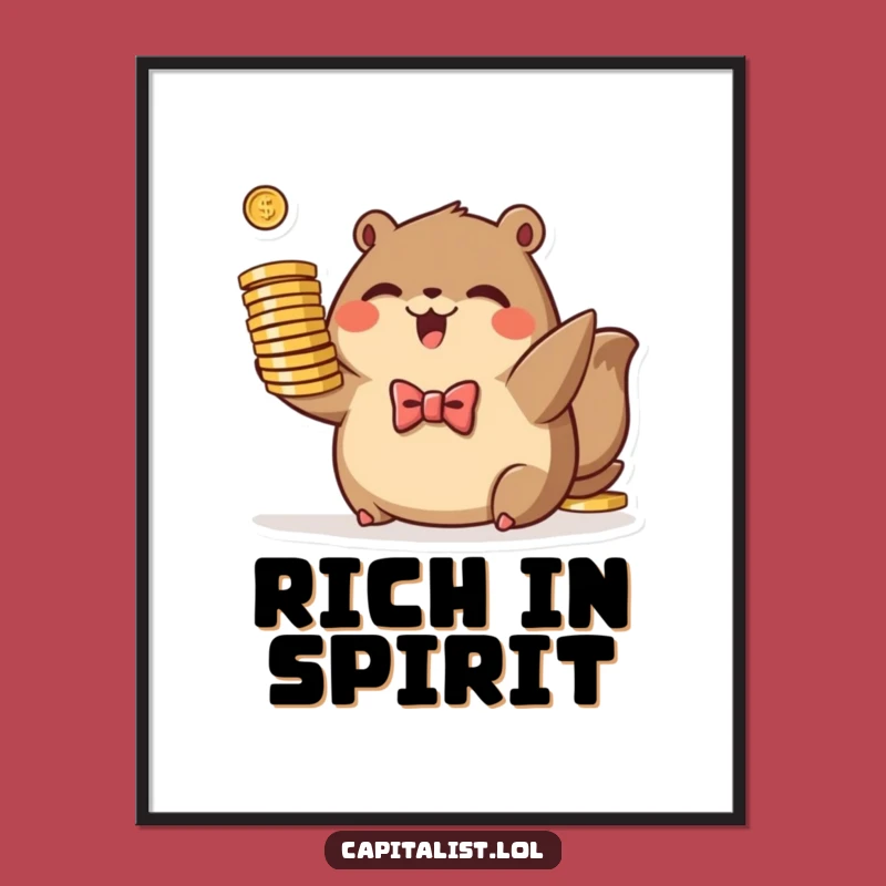 Funny Plump Animal Poster - Bowtie Tycoon Art, Coin Decor Gift