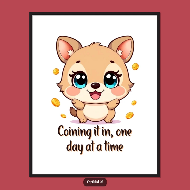 Funny Free Printable Wall Art: Juggling Coins Animal - Humorous Downloadable Decor for Joyful Spaces