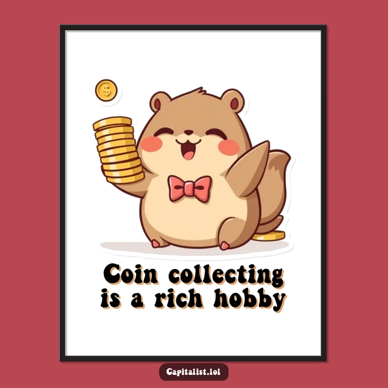 Free Printable Wall Art: Funny Lucky Animal with Coins - Downloadable Decor