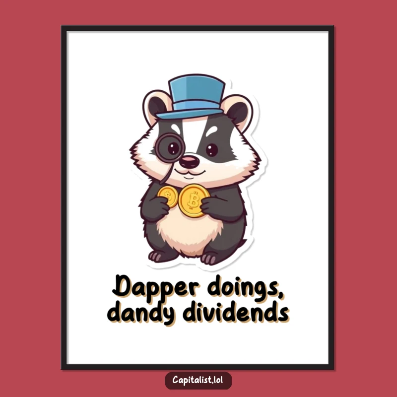 Funny Free Printable Wall Art: Dapper Badger's Golden Touch Downloadable Decor