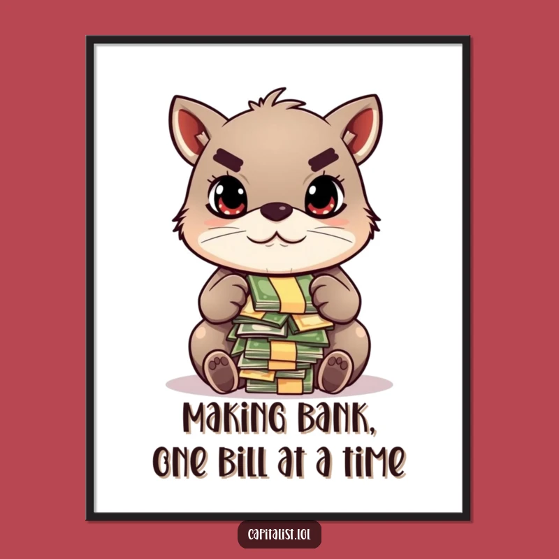 Funny Free Printable Wall Art: Money Counting Animal - Humorous Downloadable Decor for Ambitious Spaces