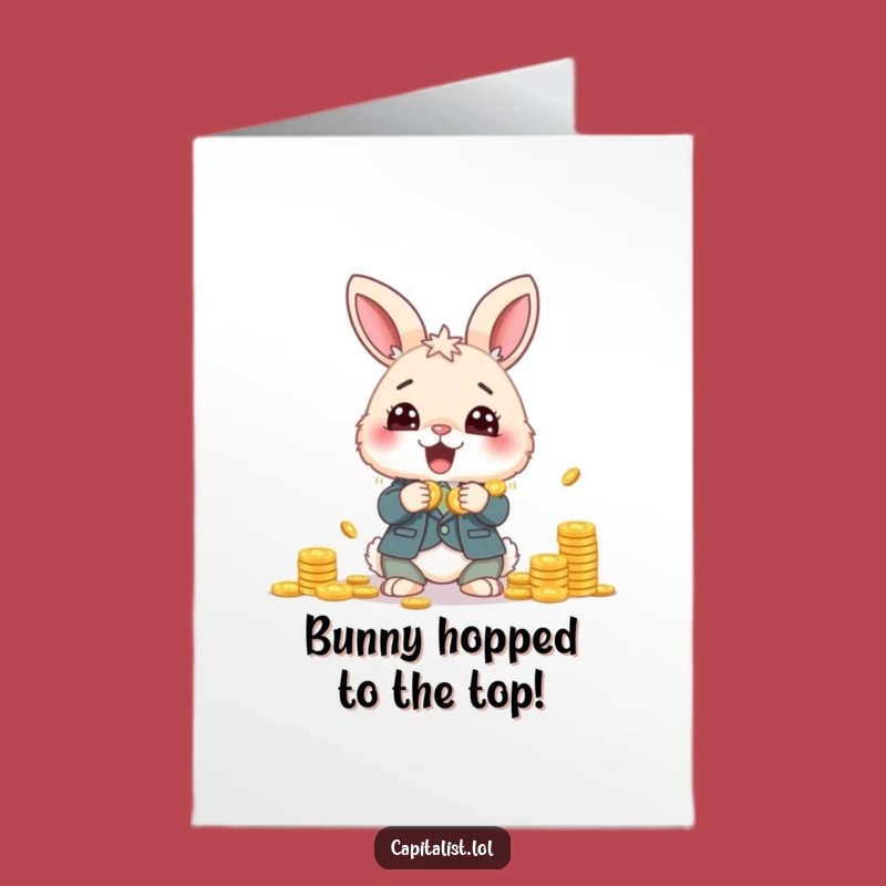 Free Printable Congrats Card: Bunny Banker Counting Wealth - Hilarious Downloadable Gift!