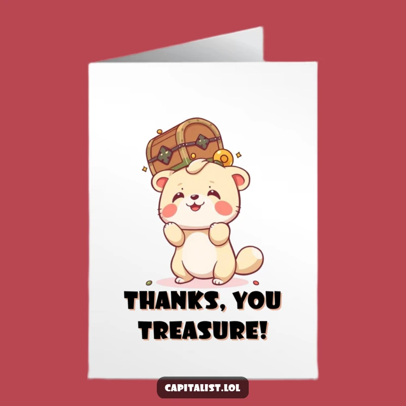 Free Printable Thank You Card: Balancing Treasure Animal - Humorous Downloadable Gift of Gratitude