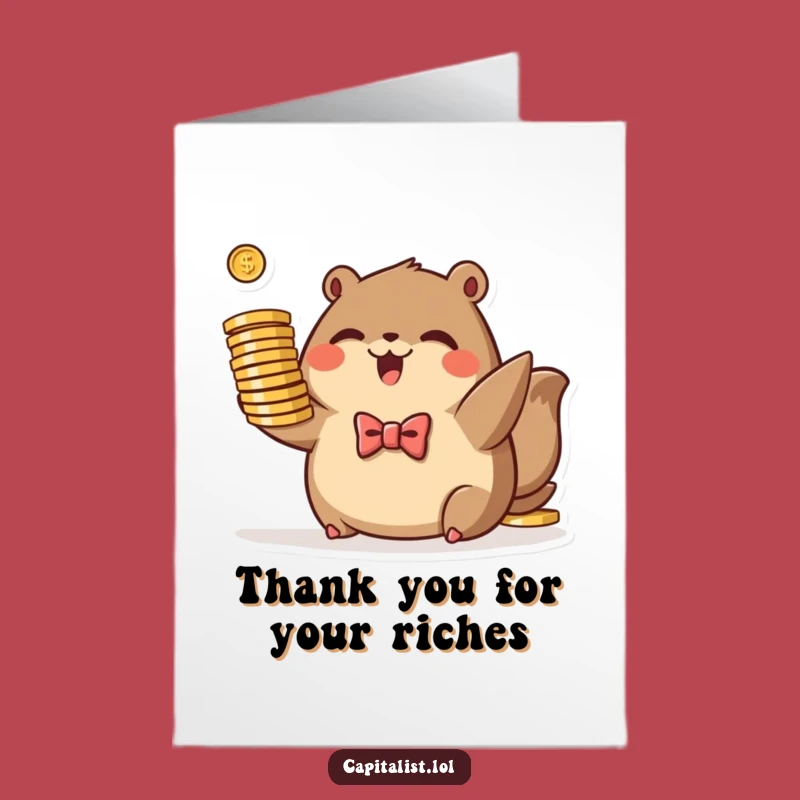 Free Printable Thank You Card: Grateful Animal Shares Wealth - DIY