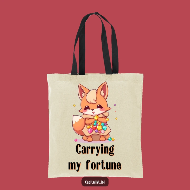 Funny Fox Gem Hoarder Tote Bag: Energetic Sprite Carrying Colorful Jewel Bags, Practical & Chic