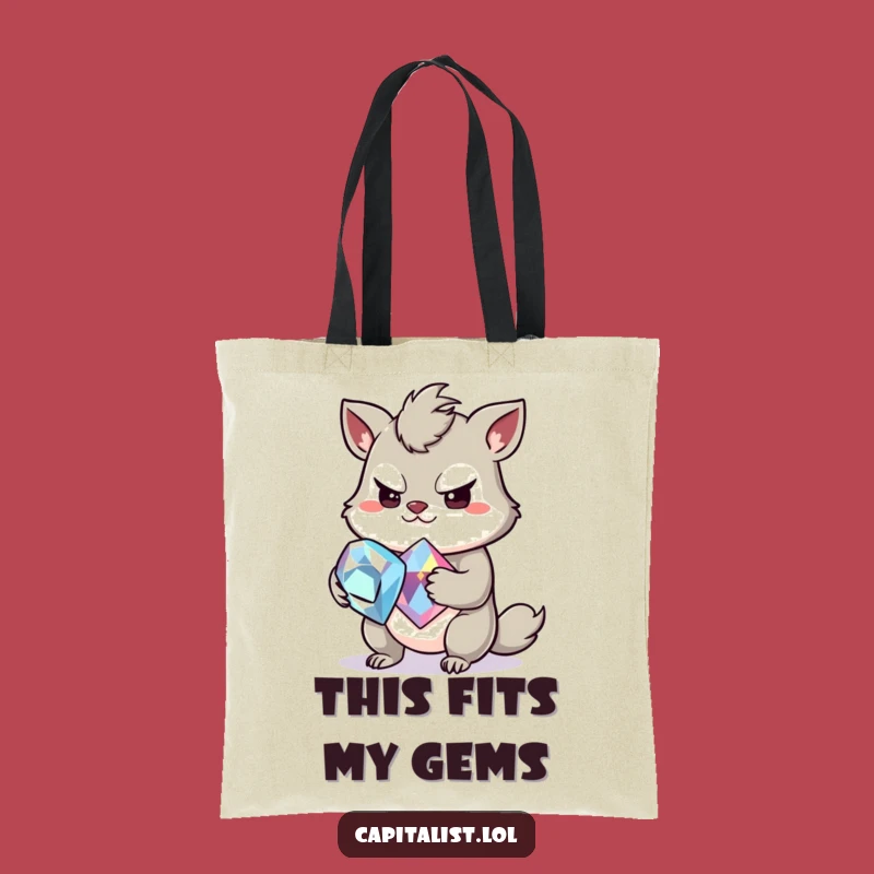 Funny Tote Bag: Greedy Animal Gemstone - Carry Your Treasures with this Funny Gift!