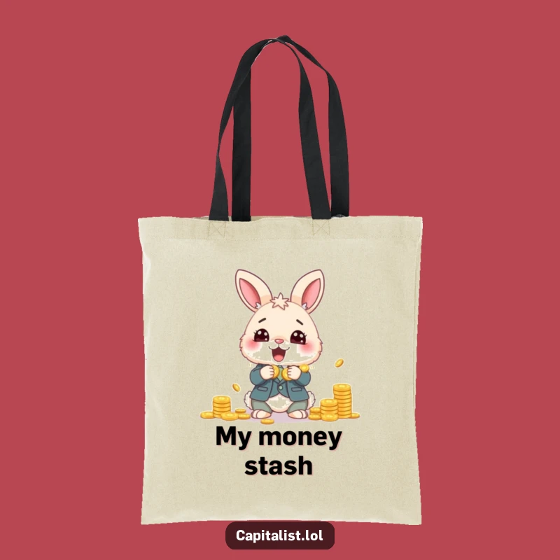 Funny Bunny Banker Tote Bag: Fluffy Suit Carries Coins, Practical Financial Fun